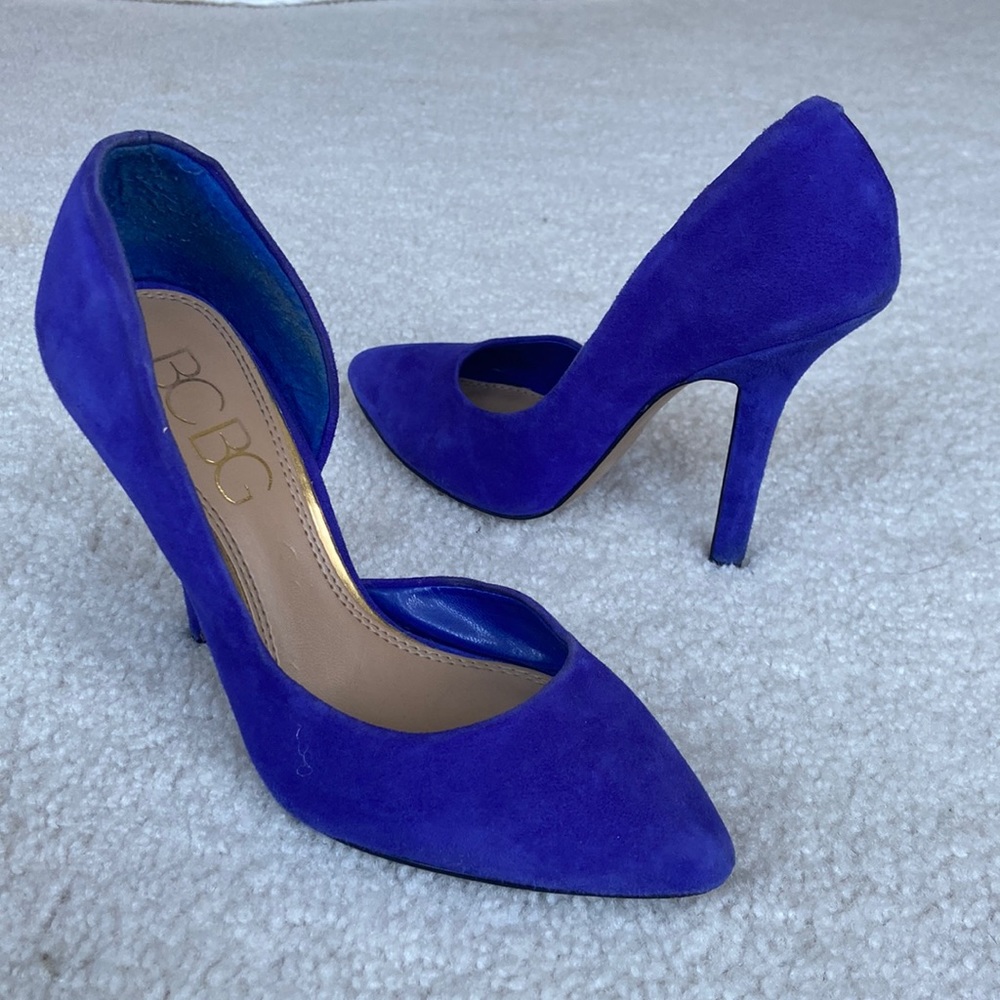 BCBG Blue Suede Heels